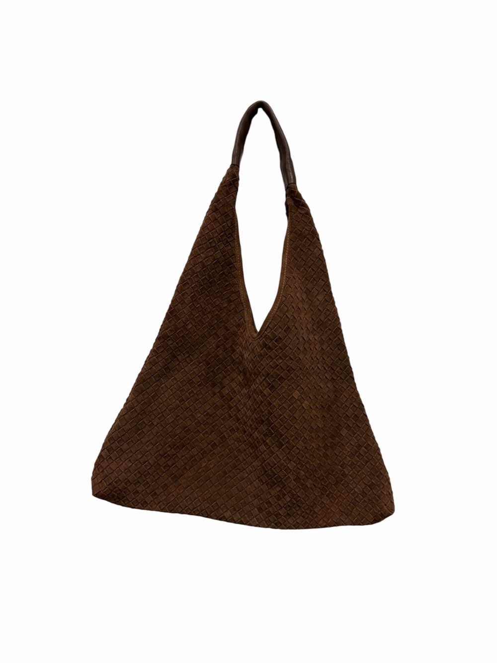 Brown Suede Woven Tote Bag - Women